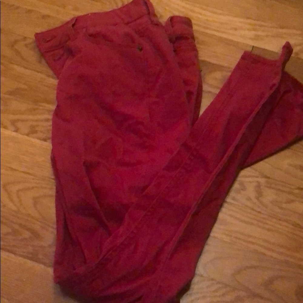Red denim